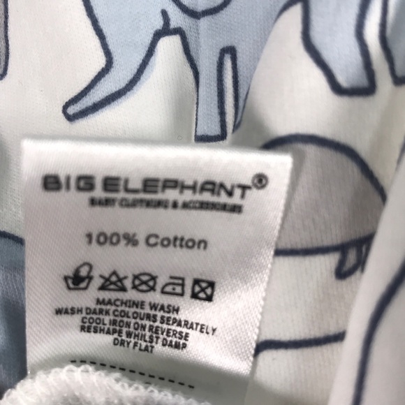 Big Elephant 2 Piece Elephant Print Romper w/Bib, Baby Boy's Size 3T -Blue/White - Picture 9 of 9